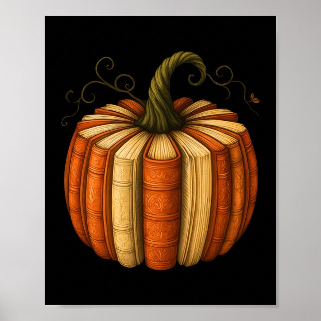 Poster Book Pumpkin Fall Halloween Professors Librarians  (Frente)