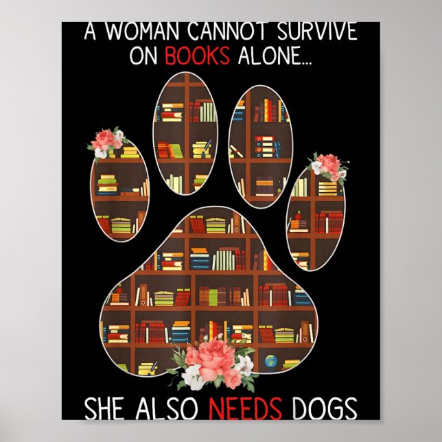 Poster Books And Dogs Funny Quote For Book Loving Women  (Frente)
