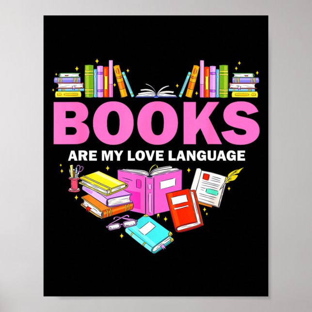 Poster Books Are My Love Language Reading Lover Librarian (Frente)