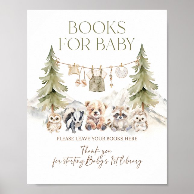 Poster Books Request Woodland Adventure Boy Baby Shower (Frente)