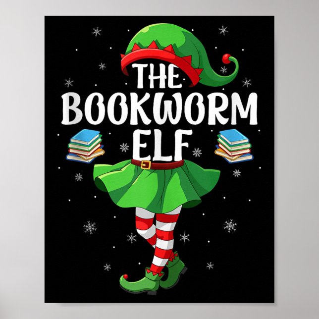 Poster Bookworm Elf Christmas Girls Women Elf Squad Xmas  (Frente)