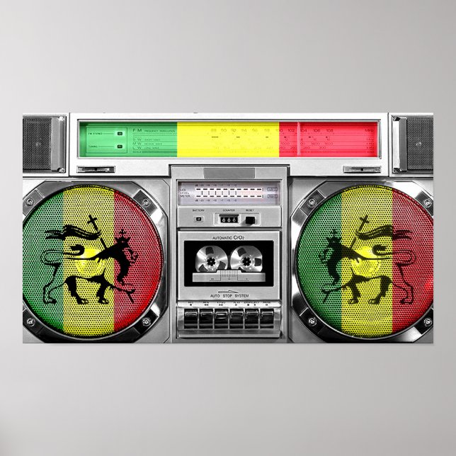 Pôster boombox de reggae (Frente)