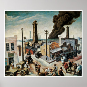Pôster Boomtown por Thomas Hart Benton 1928