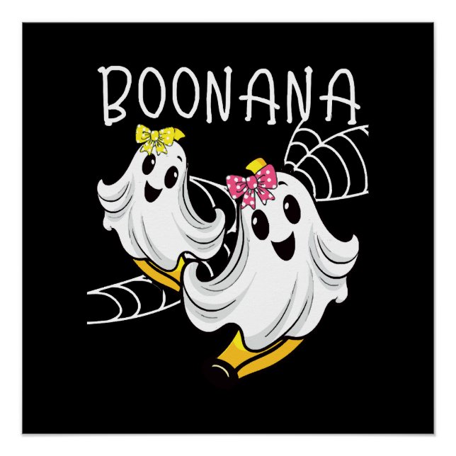 Pôster Boonana Fantasma Fofo Banana Halloween (Frente)