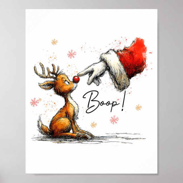 Poster Boop Funny Santa Farmer Reindeer Cute Christmas Ho (Frente)