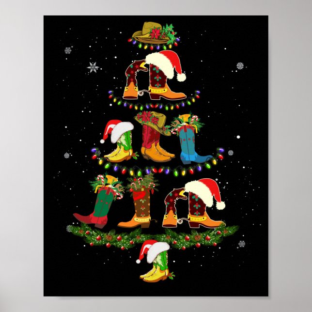 Poster Boot Christmas Tree Line Dance Funny Dancing Boots (Frente)