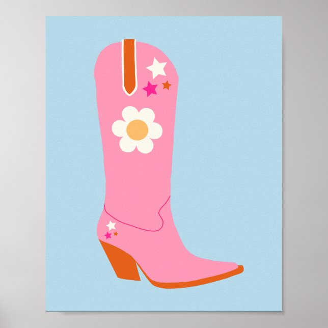 Poster Boot De Cowboy 02 Rosa E Boot De Cowboy Azul (Frente)