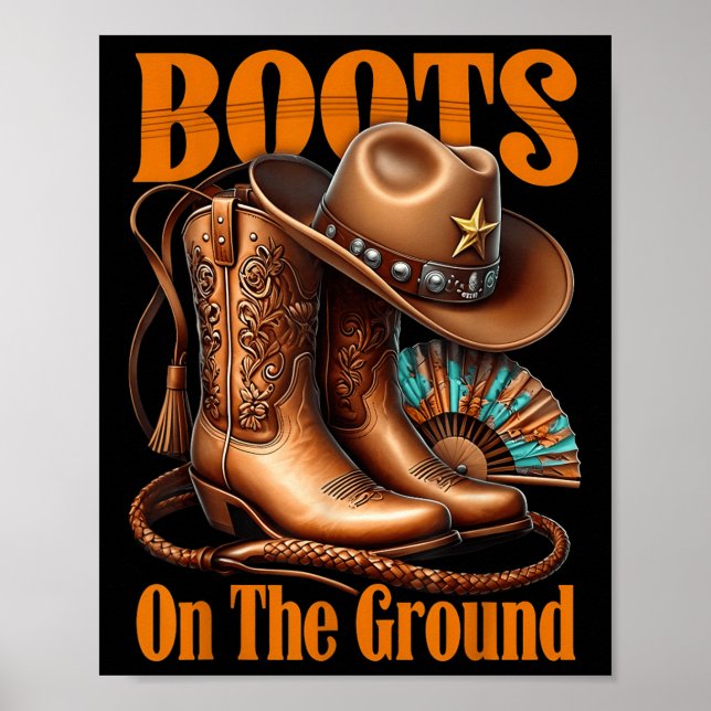 Poster Boot On Ground Boot Cowboy Western Cowgirl Li (Frente)