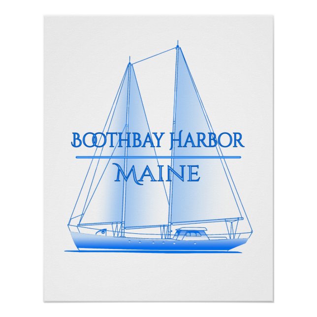 Pôster Boothbay Harbor Coastal Nautical Sailing Sailor (Frente)