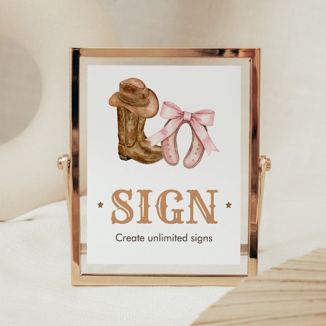 Poster Boots and Bows Gender Reveal Sign (Western Boots and Bows Gender Reveal Custom Sign)
