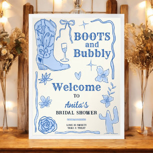 Poster Boots and Bubble Western Chá de panela Welcome