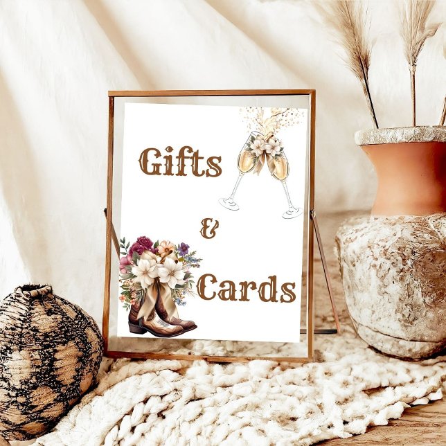 Poster Boots & Bubbles Boho Chá de panela ocidental Bem-v (Criador carregado)