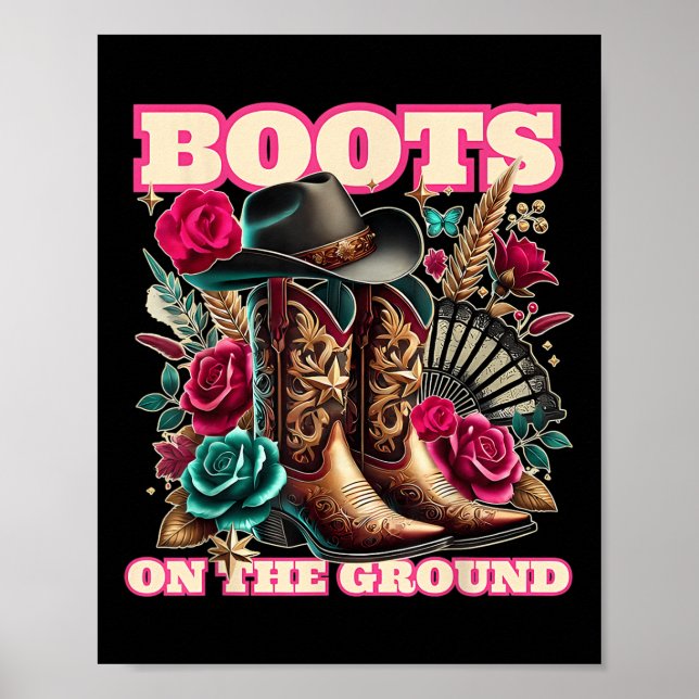 Poster Boots No Chão, Cowgirl Linedance, Boot Cowbo (Frente)