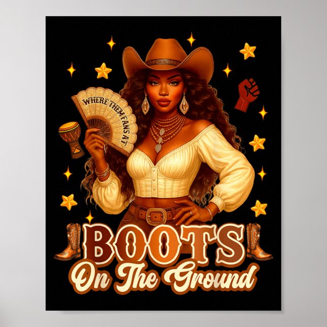 Poster Boots On The Ground Black History Cowgirl Where Th (Frente)