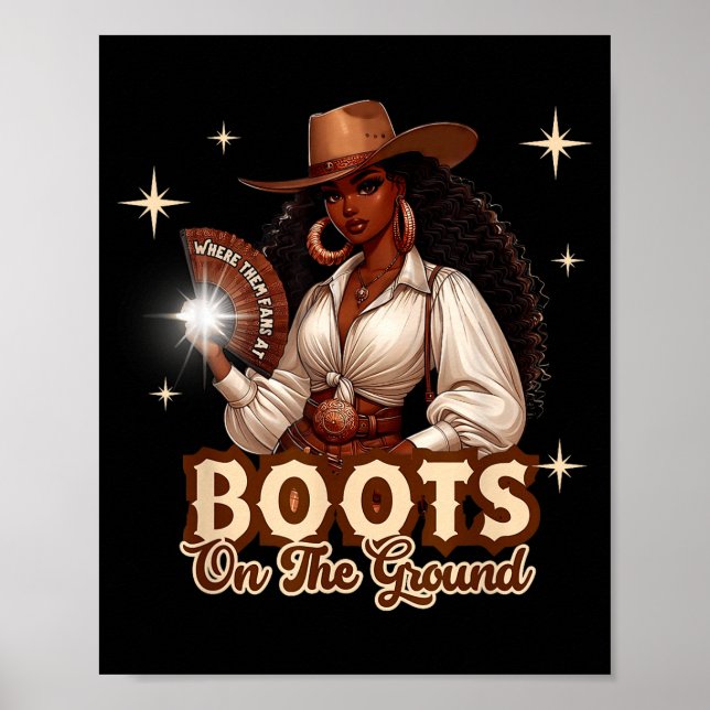 Poster Boots On The Ground Cowgirl Western Black Girl Bla (Frente)