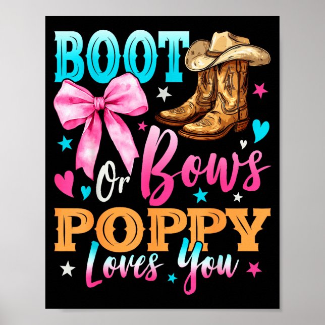Poster Boots Or Bows Ppy Loves You Gender Reveal Family  (Frente)