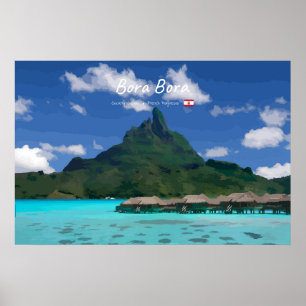 Poster Bora Bora, Polinésia Francesa - Resort de Praia
