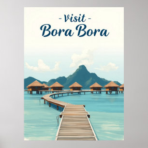 Poster Bora Bora, Polinésia Francesa Viagens Antigas