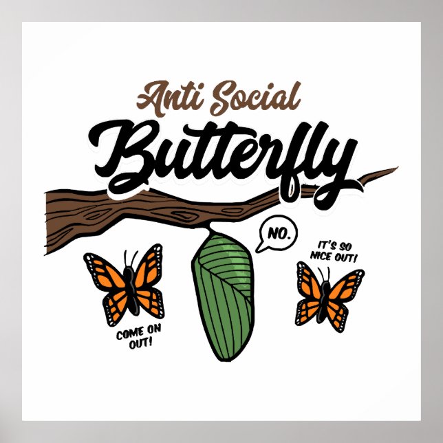 Poster Borboleta Anti Social (Frente)