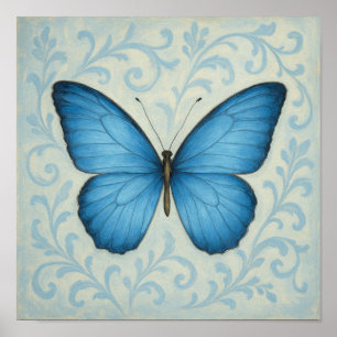Poster Borboleta Azul e Praça de Rolamentos Vitorianos