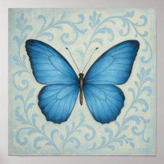 Poster Borboleta Azul e Praça de Rolamentos Vitorianos