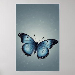 Poster Borboleta Azul em Estilo Flat Minimalista