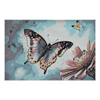 *~* Borboleta Branco Flor Branco Aquarela AP52