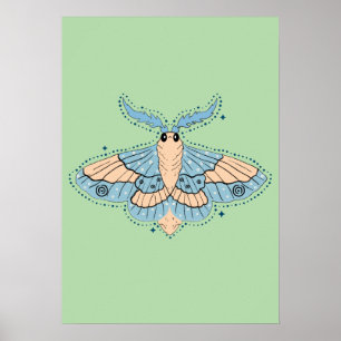 Poster Borboleta Celestial Caprichosa — Azul Suave e Pêss