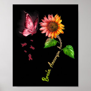 Poster Borboleta Cérebro de Girassol Aneurisma Sensibiliz