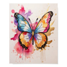 Borboleta Colorida com Salpico Artístico