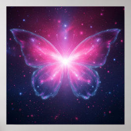 Poster Borboleta Cósmica de Luz em um Sonho Galáctico