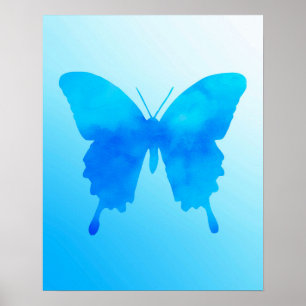 Pôster Borboleta da aguarela - máscaras dos azul-céu