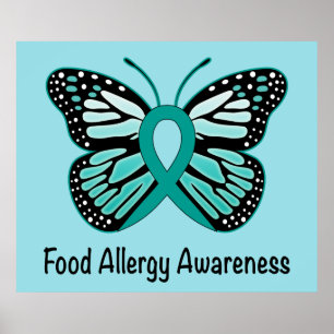Poster Borboleta da consciência da alergia de comida