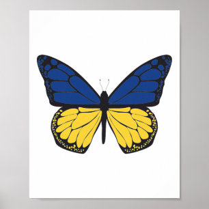 Poster Borboleta da Ucrânia - Bandeira Azul e Amarela - L