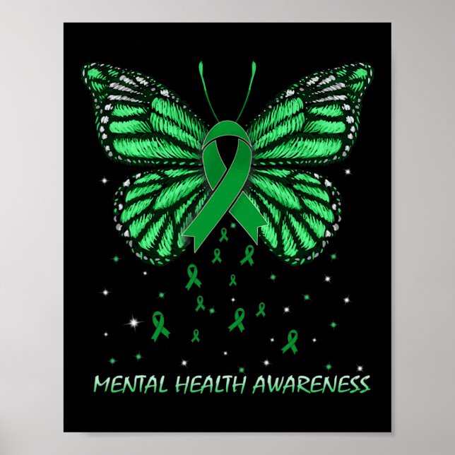Poster Borboleta de Consciência da Saúde Mental (Frente)