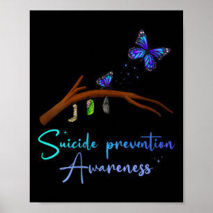 Poster Borboleta de conscientização sobre prevenção do su