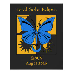 Pôster Borboleta de Eclipe Solar Total Personalizada