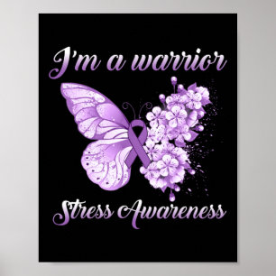 Poster Borboleta de fita lavanda Eu sou um estresse guerr