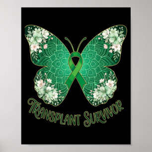Poster Borboleta de Fita Verde Mandala Transplantada Sobr
