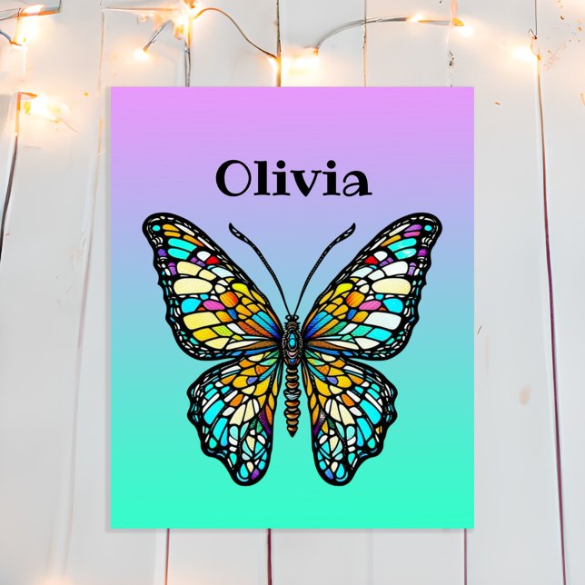 Poster Borboleta de Vidro Colorido Personalizada (Criador carregado)