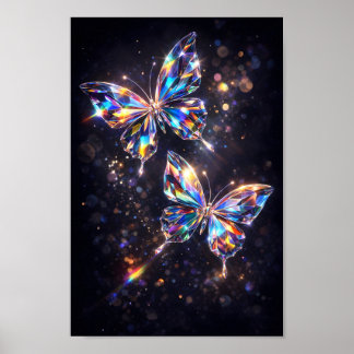 Poster Borboleta de Vidro de Cristal Diamante Prismático