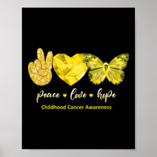 Poster Borboleta Dourada Paz Amor Esperança Infância Cânc