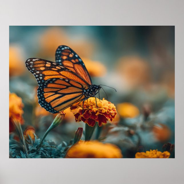 Poster Borboleta em um Calêndula (Frente)