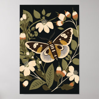 Poster Borboleta Escandinava Dinamarquesa Floral Boho Art