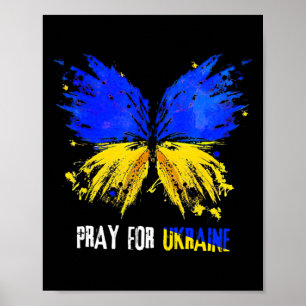 Poster Borboleta Eu Fico Com a Ucrânia Rezo Pela Ucrânia