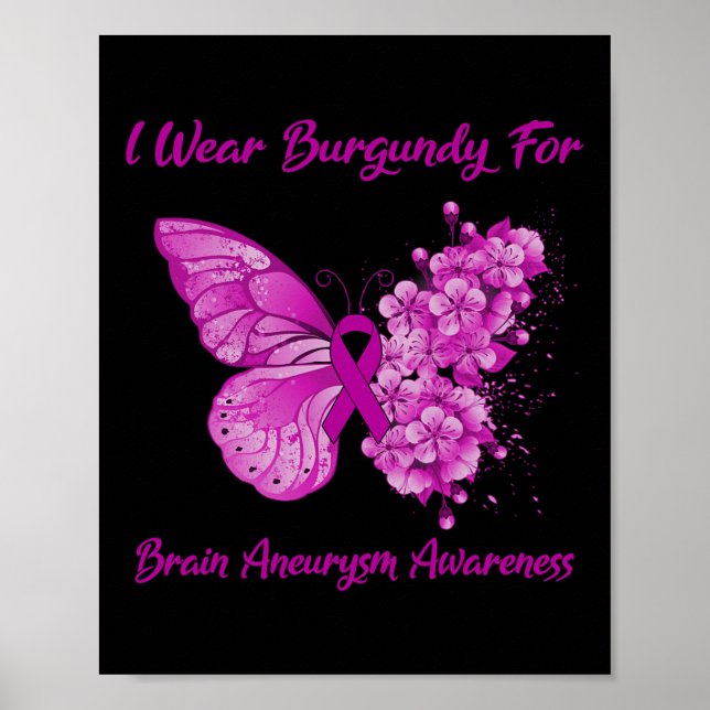 Poster Borboleta Eu Uso Burgundy Para Conscientização de  (Frente)