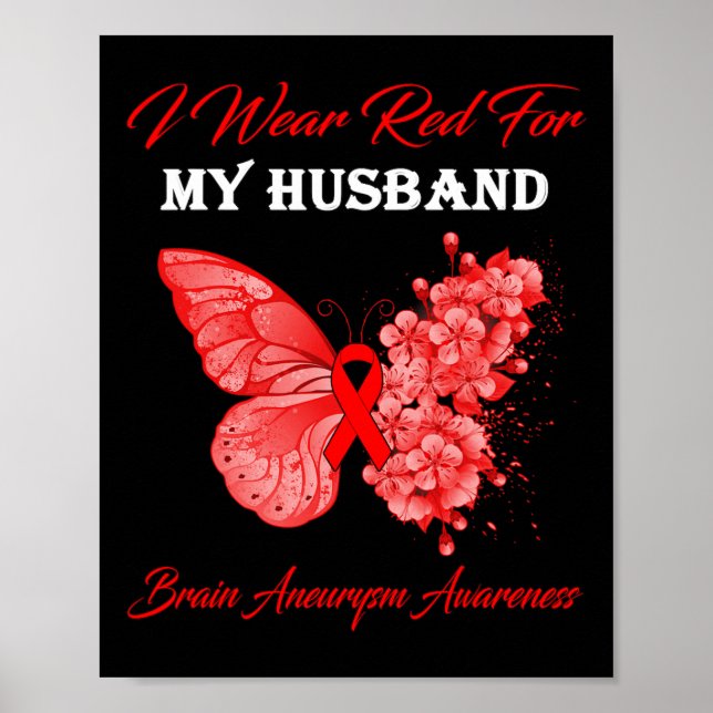 Poster Borboleta Eu Uso Vermelho Pelo Aneurisma Cerebral  (Frente)