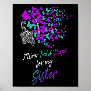Poster Borboleta Eu Visto Teal E Roxo Para Irmã Suicid