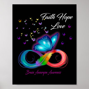 Poster Borboleta Fé Esperança Ama Aneurisma Cérebro Consc