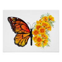 Borboleta Flor com Papagaio Amarelo da Califórnia